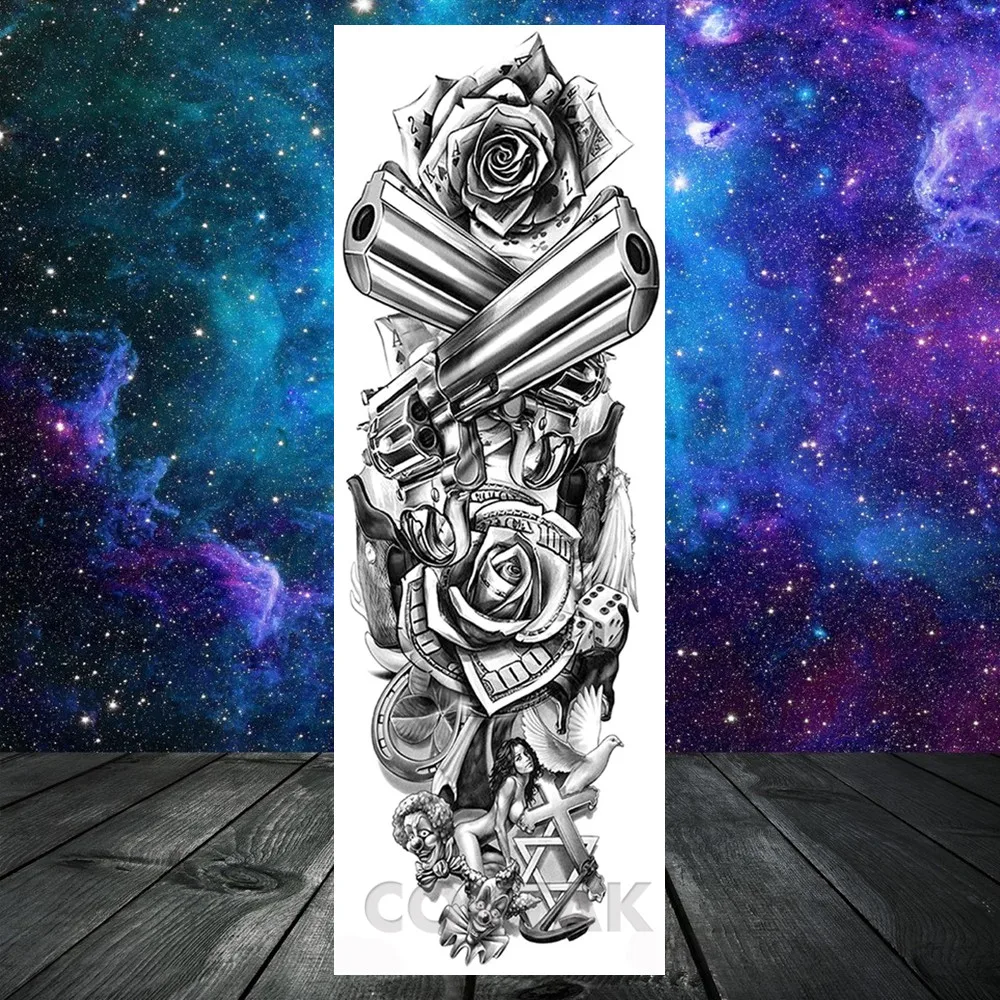 Временные татуировки на всю руку наклейка для женщин и мужчин искусственные 3D