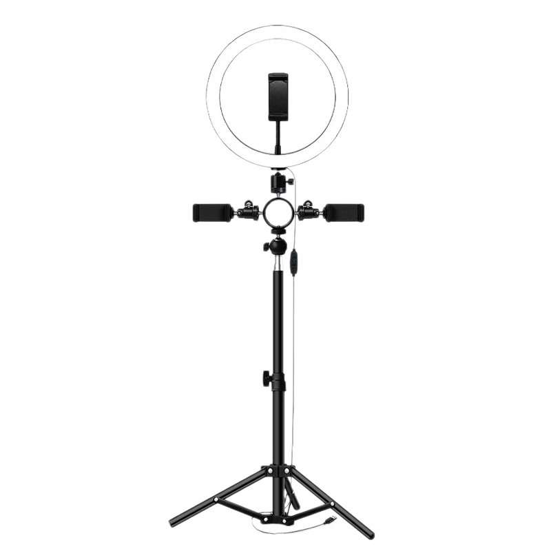 Светодиодный кольцевой светильник для селфи с подставкой штатива 3 держателя