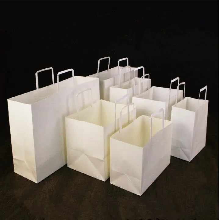 Вынос Еда Бумага сумка подарочные пакеты из крафт бумаги упаковки с плоской
