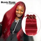 Прямые бразильские волосы с черным жемчугом, 1 пряди натуральных волос, от 8 до 28 дюймов, Remy Red, 100% человеческие волосы, пряди