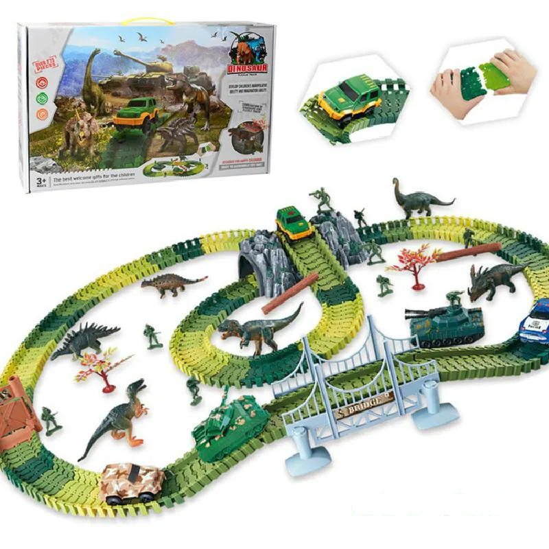 275pcs электрическая железнодорожный поезд игрушки костюм с динозавром сделай сам