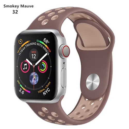 Спортивный ремешок для apple watch band 4 5 42 мм/38 мм iwatch band 44 мм/40 мм ремешок силиконовый браслет дышащий ремешок для часов серии 5 4 3 2 - Цвет ремешка: Smokey Mauve32