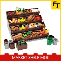 small particle building block market food display rack compatible with moc diy mininatures model creative gift bricks kid toys