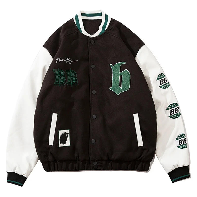 

Куртка мужская бейсбольная утепленная, Бомбер в стиле пэчворк, уличная одежда с буквенной вышивкой, большие размеры, пальто в студенческом ...
