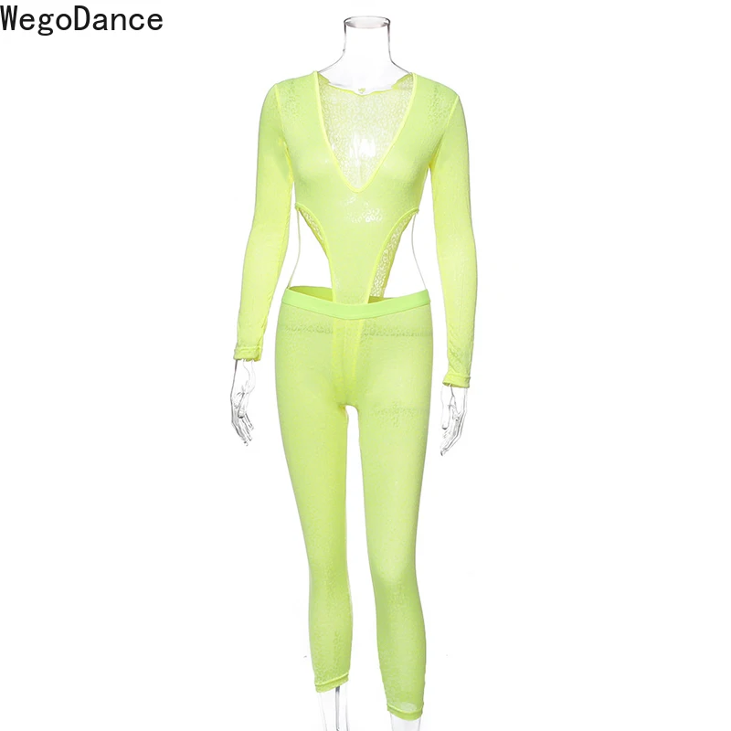 New Nightclub Bar Ds Costumes Sexy Gogo Lead Dance Dj Singer Fluorescent See Through Transparent Outfits for Woman |
