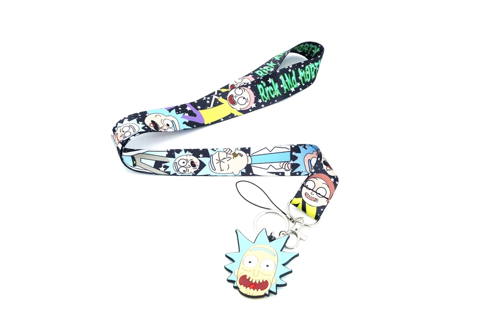 Lanyard keychain F Мультяшный Рик и Морти ремешок на шею ремешок для мобильного телефона держатель ID значок веревка милый брелок - Цвет: Lanyard keychain F