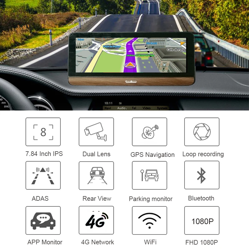 Автомобильный видеорегистратор Anfilite 4G ADAS 7 84 дюймов Android 5 1 GPS Bluetooth gps навигация