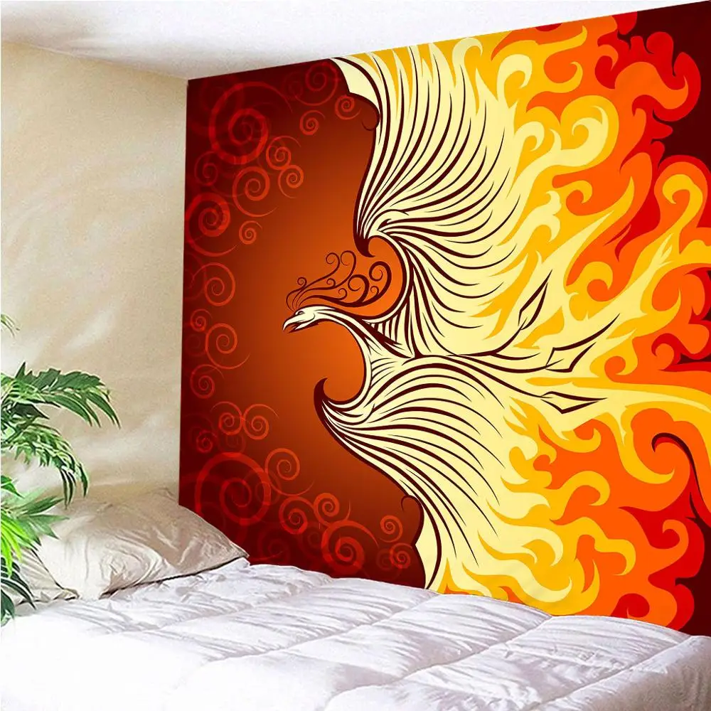 Настенный гобелен с рисунком огня Феникса птицы|Гобелен| |