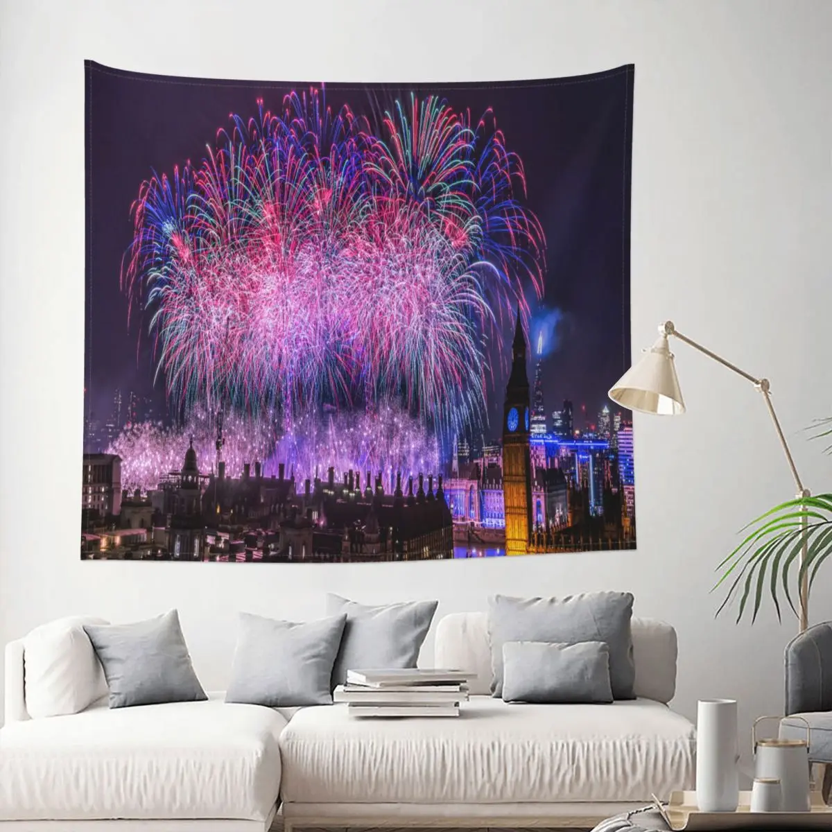 

New Years Eve London Tapestry Christmas New Year Decoration Wall Room Home Decor Hanging Living room Kawaii Pattern Style