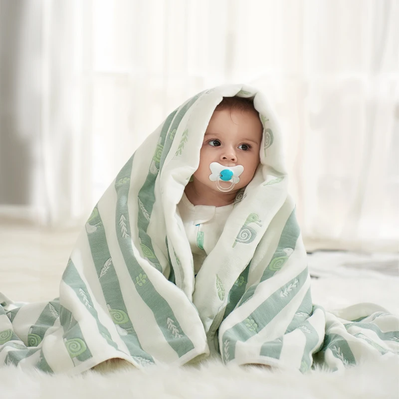 6-слойное газовое детское одеяло из 100% хлопка белье для коляски многоразовое