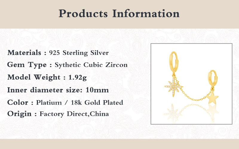 

BOAKO 1 Pcs Double Star 2020 Trend Earrings Silver 925 Jewelry Earrings Dangle Unusual Piercing Natural Style Ear Cuff #1.3