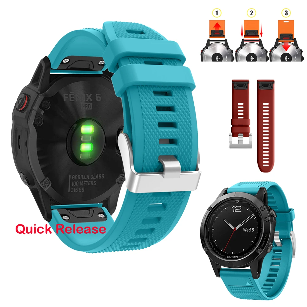

Silicone Watchband Wriststrap 26 22 20mm for Garmin Fenix 6X 6 6S Pro 5X 5 5S Plus 3 smart watch Bracelet Easy Fit Quick Release