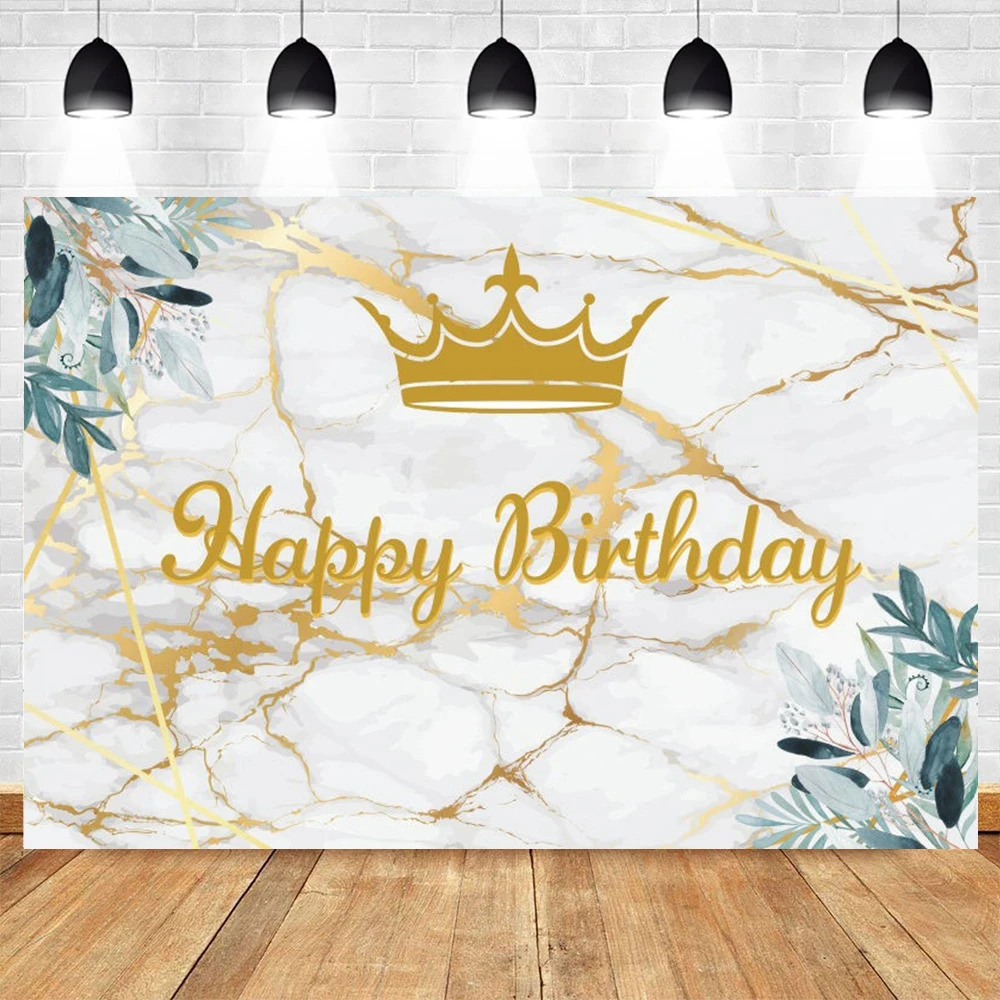 Yeele Мрамор текстурный фон Baby Shower День рождения корона зеленые листья для