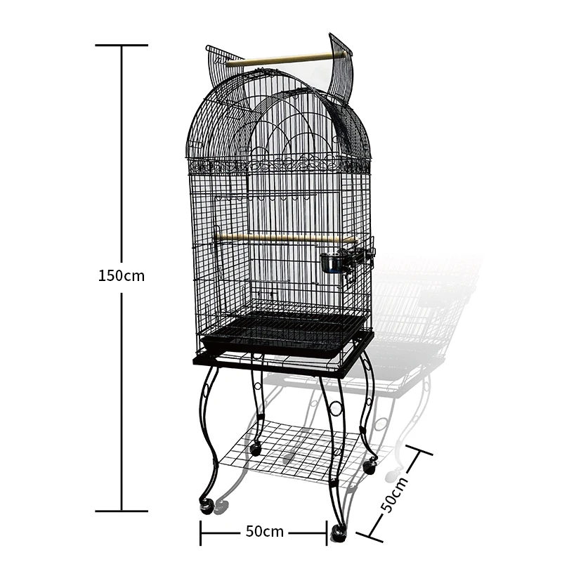 

LHXMAS PET STORE Large Bird Cage Open Top Parrot Metal Cage Finch Macaw Cockatoo Black Vein B10X