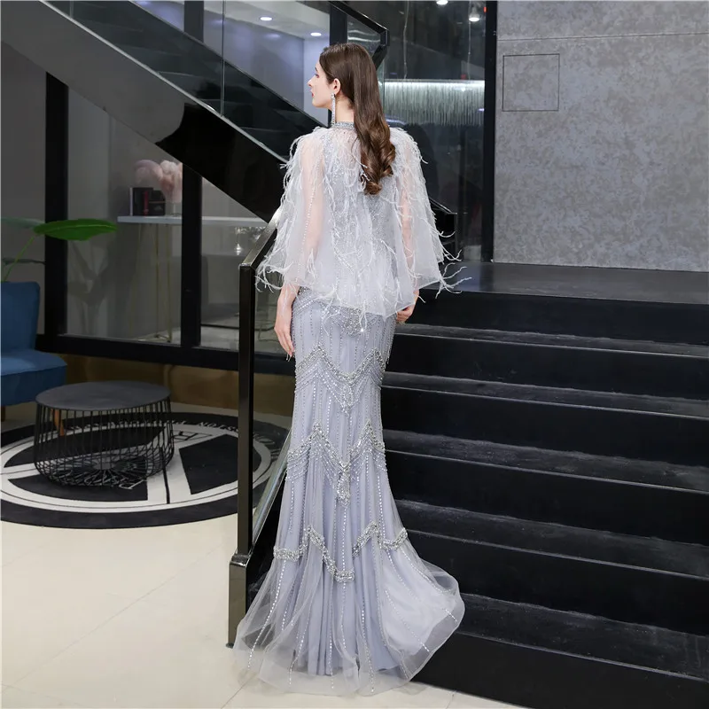 Hand Beaded Mermaid Prom Dresses With Wrap Luxurious Beading Bling Bling Slim Dubai Middle East Fashion Evening Party Gowns