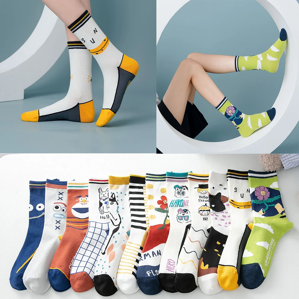 

New Products for Men and Women Couples Fashion Trendy Tube Socks Creative Cartoon Illustration Jacquard Skateboard Animal Fun