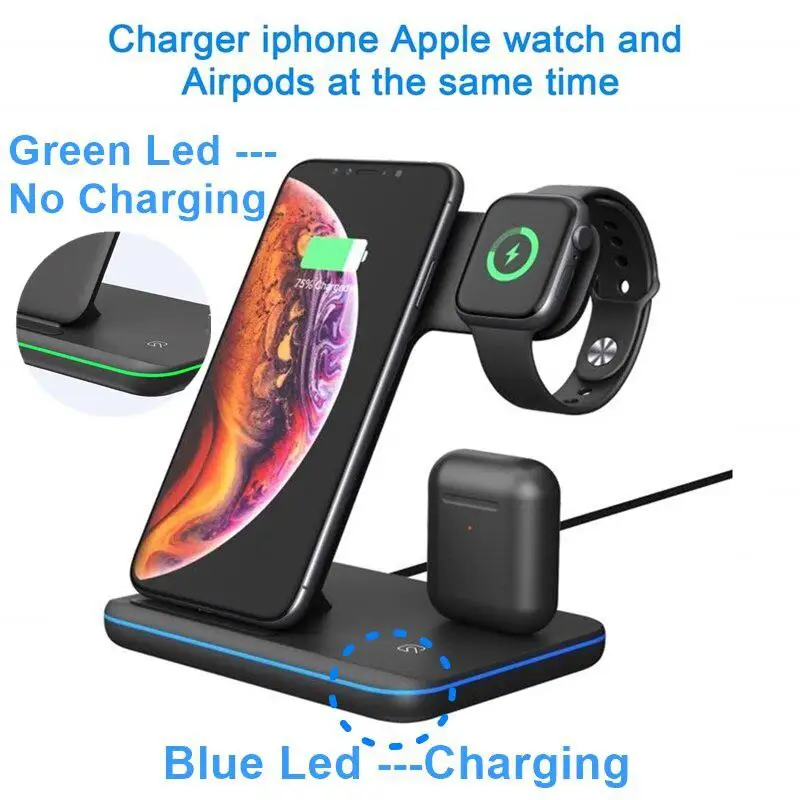 3 в 1 универсальное беспроводное зарядное устройство Qi 15 Вт для Iphone X 8 Xiaomi Quick Charge 0