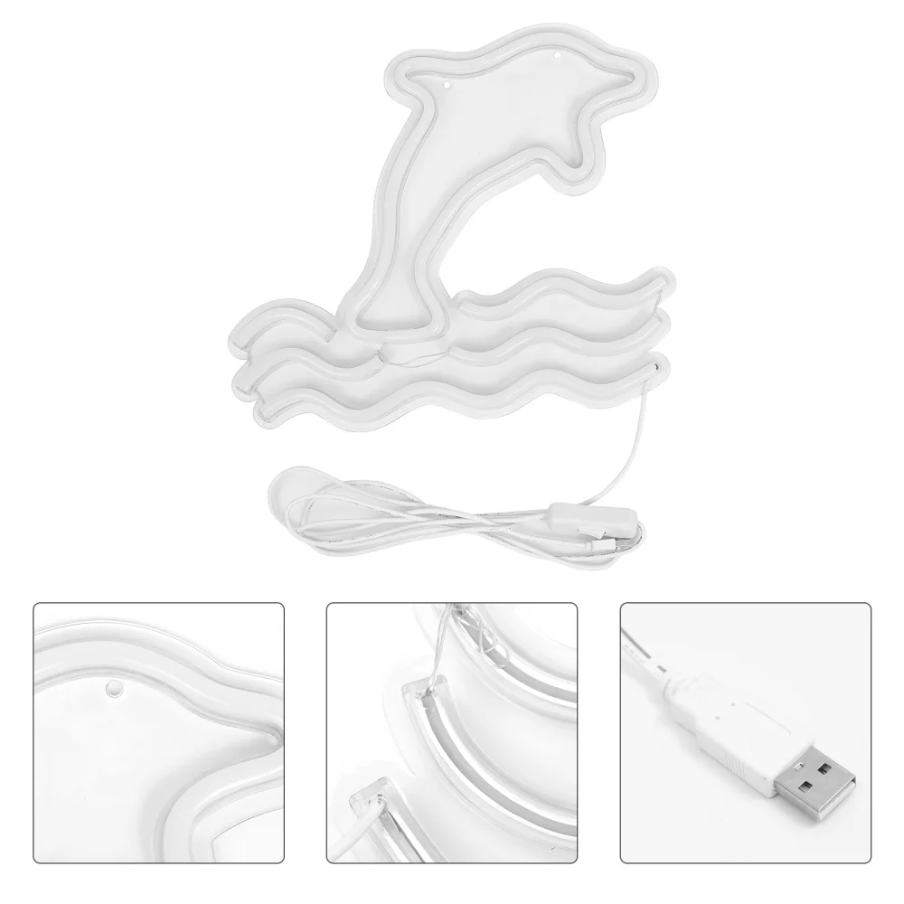 

LED Neon Light Sign Creative Dolphin Night Lamp Tabletop Light Home Decoration
