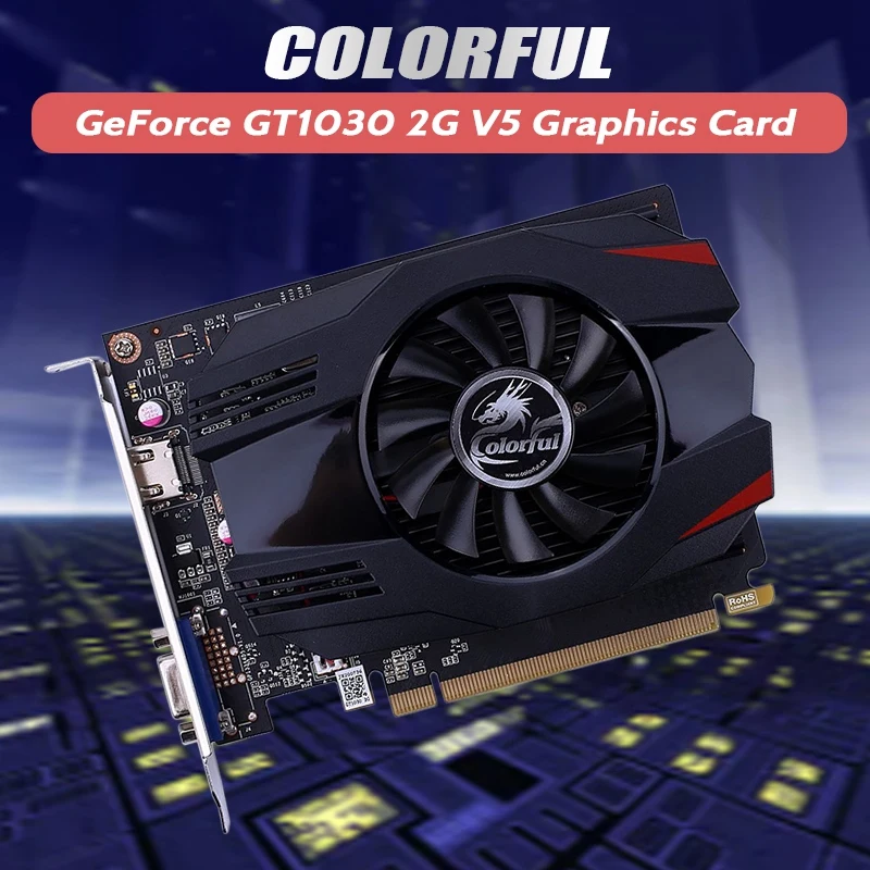 

Цветная видеокарта GeForce GT1030 2G V5 2 Гб 64 бит 1228 МГЦ 14 нм 6000 МГц VGA + HDMI-совместимая видеокарта