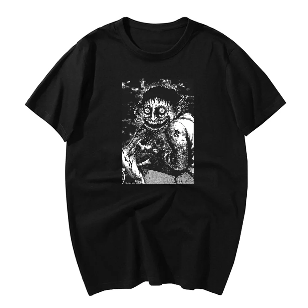 

Футболка Junji Ito Uzumaki мужская хлопковая, оверсайз топ с принтом секрета привидений, красивая графическая рубашка в стиле унисекс, черный цвет, ...