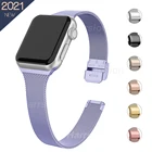 Металлический тонкий ремешок для Apple Watch 6SE54321, 38 мм, 40 мм, браслет из нержавеющей стали для iwatch series SE6, 42 мм, 44 мм