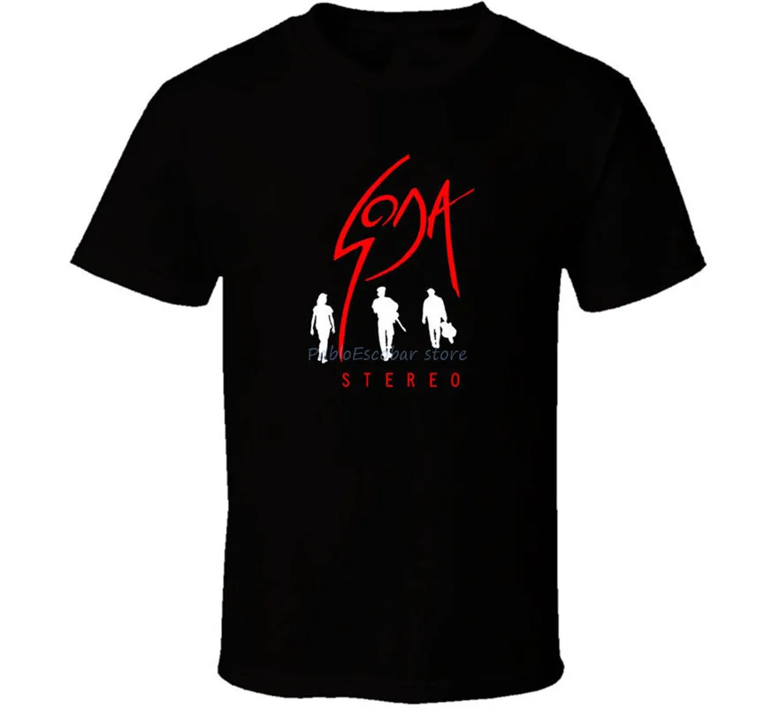 

Soda Stereo Logo Shirt Black White Tshirt Men'S Free Shipping Street Tee Shirt