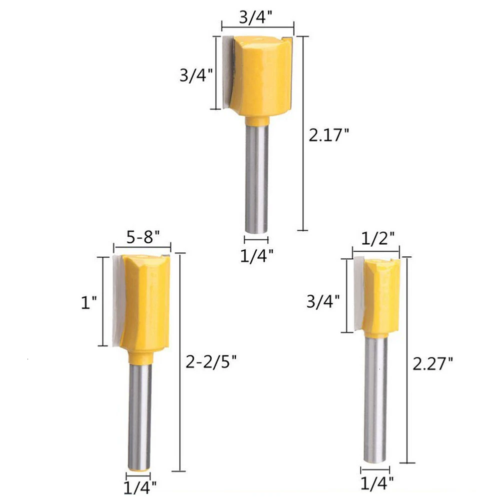 5 шт. фрезерный станок прямые фрезы набор 1/4 &quotхвостовик прямая обрезка