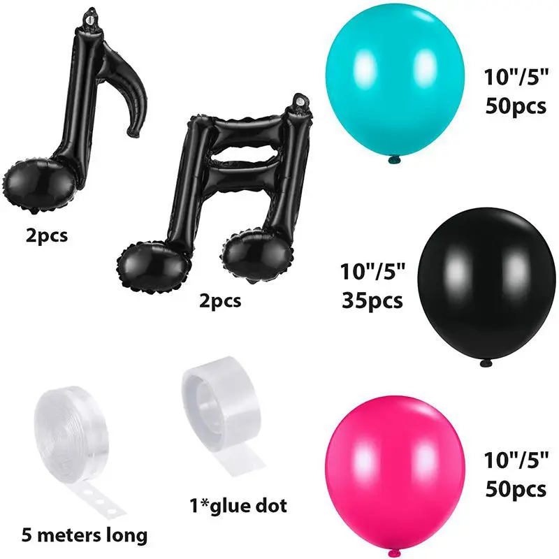 Decoraciones para fiesta de cumplea&ntilde;os con tem&aacute;tica de tendencia de moda para ni&ntilde;os, globos con notas musicales, pel&iacute;cula de aluminio, globos para suministros de fiesta, 2021-1