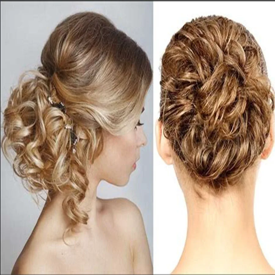 

LVHAN Women elastic cord Clip in High Temperature synthetic Fiber curly hair bun Headwear Synthetic Chignon For White women