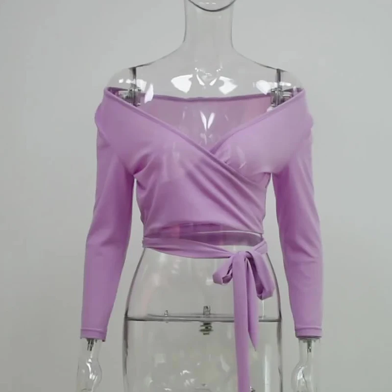 

Spring Summer New Fashion V Neck Bow Belt Blouse Women Sweet Style Hollow Out Full Sleeve Chiffon Shirt Simple Female Top