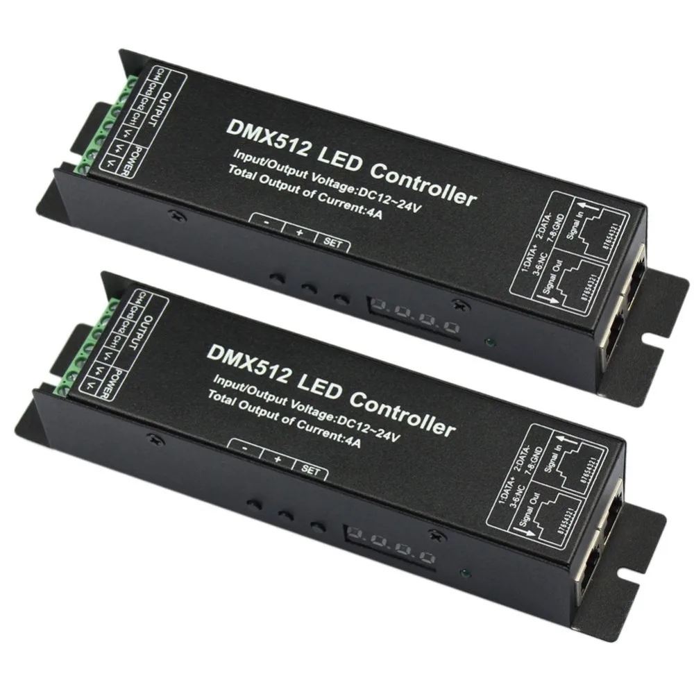 

10pcs LED RGBW Digital Display Controller DMX 512 LED Decoder Driver 4 Channels LED Strip RGBW Controler 12V DC DMX512 144 20m