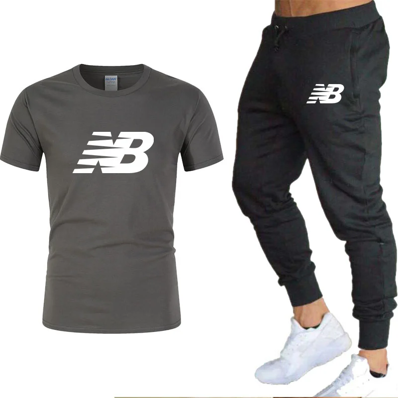 

2021 New T-shirt 2Pieces Sportswear Printing Men's Short Sleeved + Pants Pullover Suit Casual Sports Set Style