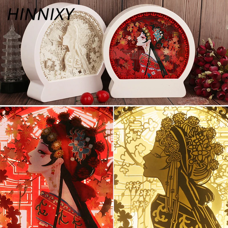 Hinnixy китайский опера дизайн Ночной светильник новый стиль резьба по бумаге лампа