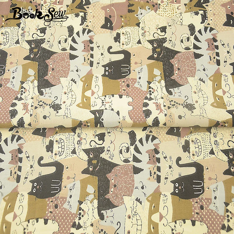 Booksew хлопок саржевая Ткань для шитья домашний текстиль швейная ткань Жир четверть DIY кукла подушка пэчворк милый кот дизайн животных