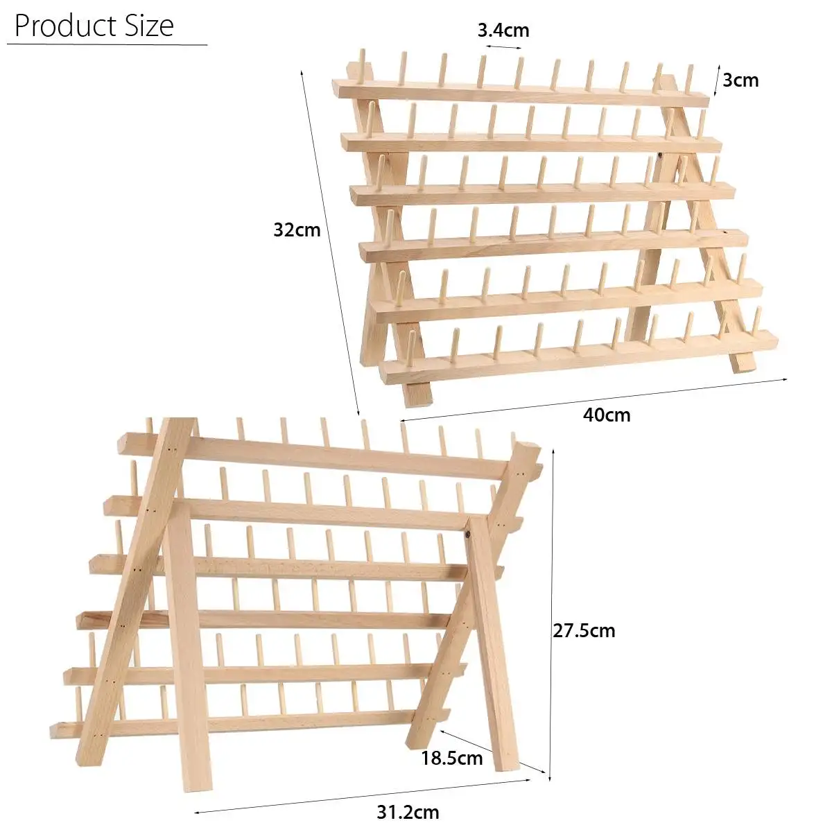 

Folding Wooden Thread Stand Holder Sewing Embroidery Storage Organizer Rack Wall Mount 60 Spools Thread Rack Spool Organizer