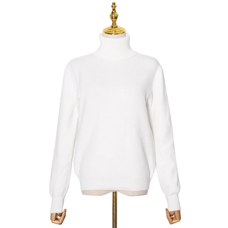 

New fashion temperament casual lazy high collar long sleeve loose large size solid color knitted sweater