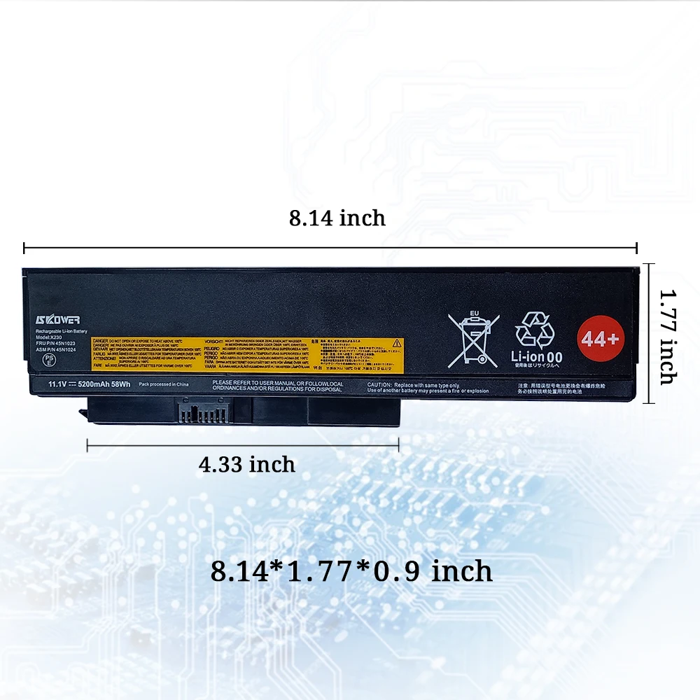 Аккумулятор SKOWER X230 для Lenovo ThinkPad X220 X220i X230i 45N1023 45N1024 44 + 11 1 В/5200 мА · ч | Компьютеры и