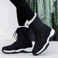 winter 2021 new snow boots high top plush thickened anti skid cotton boots outdoor high boots large size womens shoes