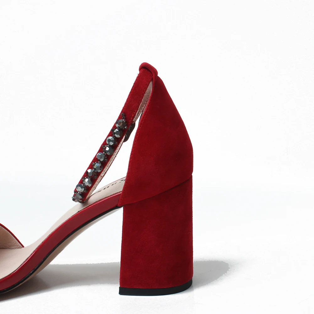 FOKOLO новые сандалии для женщин с ремешком пряжкой и на щиколотке толстом каблуке