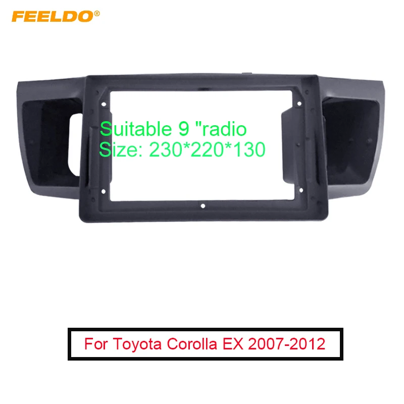

FEELDO Car 9" Radio Fascia Frame For Toyota Corolla EX 2007-2012 2Din Stereo Audio Fitting Adaptor Facia Panel Frame Kits