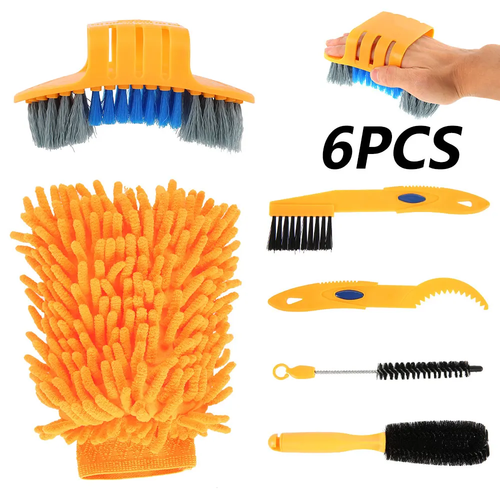 6in1 очиститель цепи для велосипеда скруббер кисти горный мыть набор инструментов
