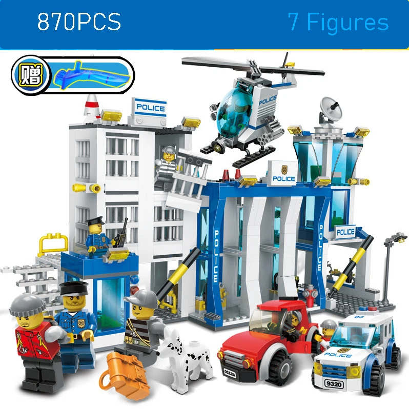 870 шт. город Legolyed блоки зданий полицейских участков с изображением машинок и