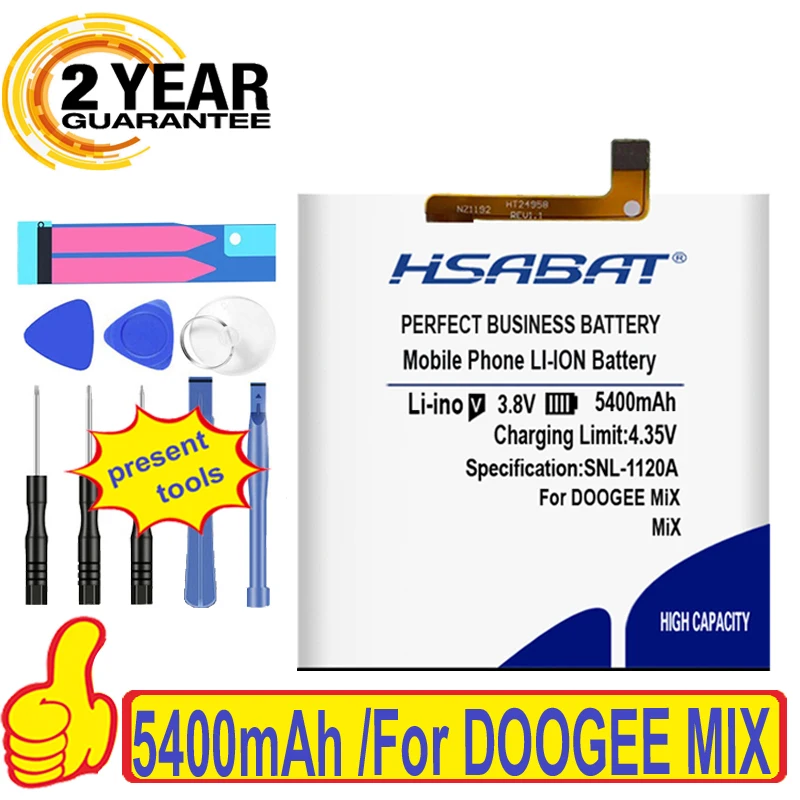 Высококачественный аккумулятор HSABAT 5400 мАч для DOOGEE MIX|Аккумуляторы мобильных