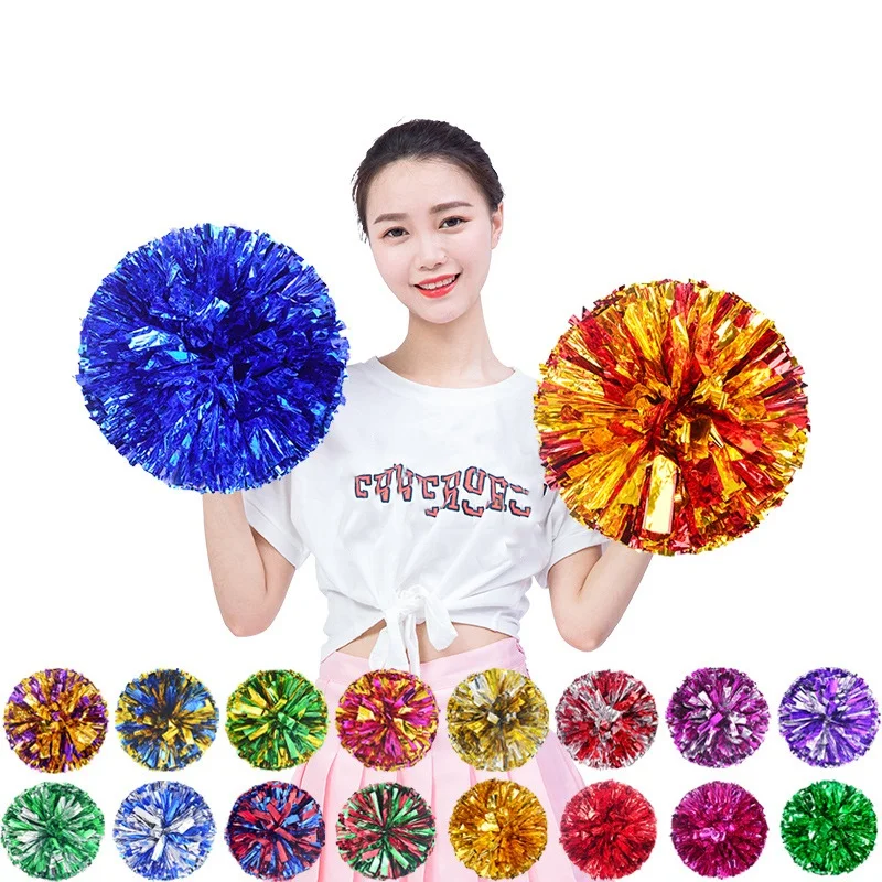 

2PC Cheerleading Game Pom Poms Cheering Ball Dance Decorator Cheerleading Pompon Pompoms Baton Hhandle Colorfast