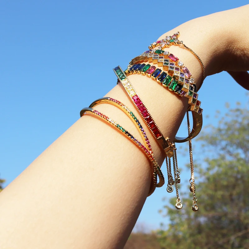 Роскошные регулируемые разноцветные браслеты для тенниса женщин женский