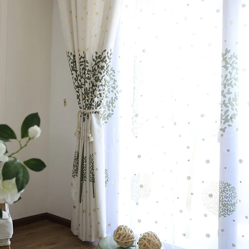 Американский кантри занавес снежные деревья узор для гостиной льняная