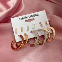 hmes 6 pairs of korean fashion earrings set women round gold earrings classic bohemian earrings jewelry gifts minimalist
