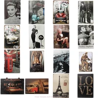 plate metal tin signs retro beauty women movies heros classical wall decoration for bar pub bedroom iron craft paintings