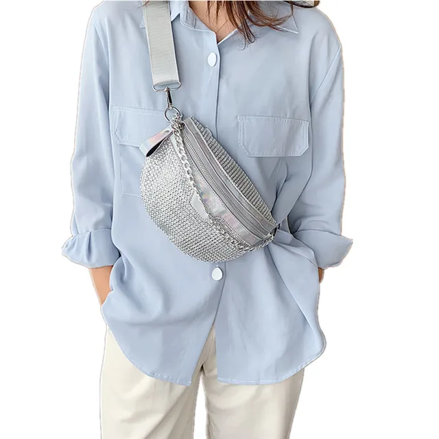 Women Packs Bag 2022 Fashion Diamond Bling Ladies Travel Waist Bags Splicing Crossbody Chest Bags Handbag Bolsos 2