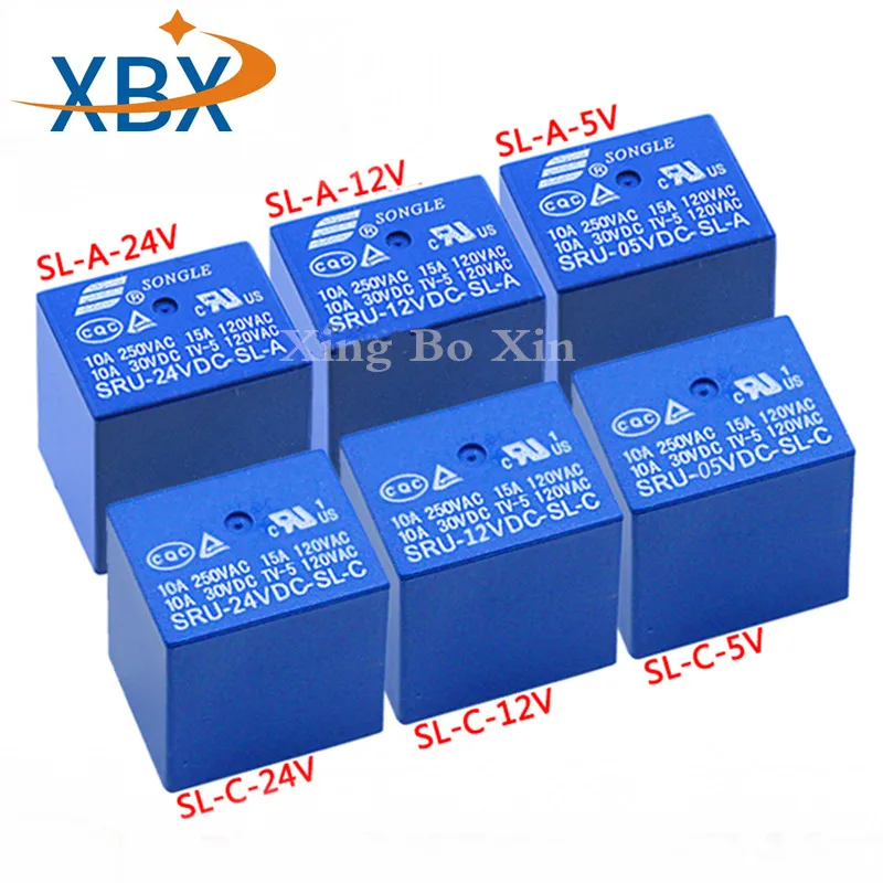 100% Новые оригинальные реле SRU 05VDC SL C 12VDC мощность 5 контактов DC5V DC12V DC24V 15A 120VAC